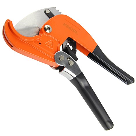 KSEIBI PVC Pipe Plumbing Tube Plastic Hose Cutter Pliers Tool 1/8-inch to 1-5/8-inch Ratcheting Type Pipe Cutter (Pro)