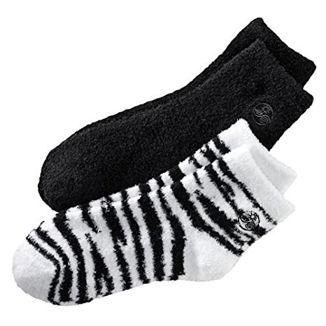 Earth Therapeutics 2-pk. Zebra and Solid Aloe Socks