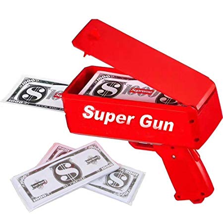 Sopu Super Money Gun Paper Playing Spary Money Gun Make it Rain Toy Gun, Prop Money Gun 100 Pcs Play Money