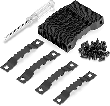 YHYZ Sawtooth Picture Frame Hangers Set with Screws (Black), 50pcs Sawtooth Photo Frames Holder   100pcs Premium Screw   Screwdriver, for Painting Photos Artwork Clock Home Decoration (50pcs-Black)