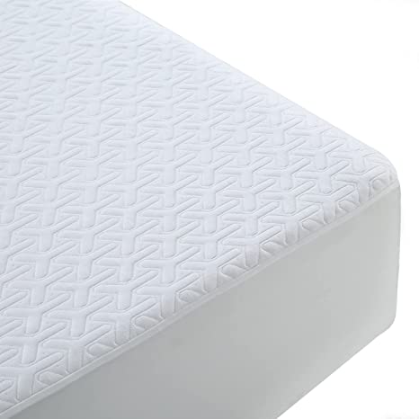 Premium Waterproof Queen Mattress Protector 3D Cooling Bamboo Air Fabric Ultra Soft Breathable Mattress Pad Cover Smooth Comfort & Protection Phthalate & Vinyl-Free Noiseless (White, Queen)