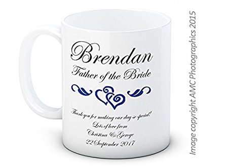 Personalised Father of the Bride / Groom Wedding Marriage Mug - Beautifully Hand Decorated Ceramic Mugs (AMC05)