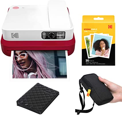 KODAK Smile Classic Digital Instant Camera with Bluetooth (Red) Travel Kit