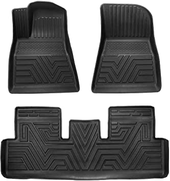 SUPAREE Floor Mats Fits for Tesla Model 3 2017 2018 2019 2020, All Weather Guard 1st and 2nd Row Liners