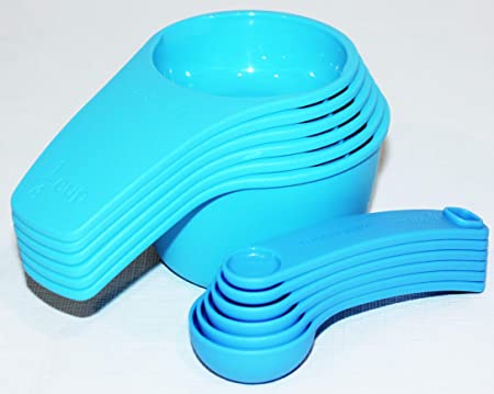 Tupperware Measuring Cups and Spoons Set New Style Taffy Blue