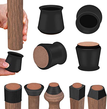 9/10" Small Chair Protectors for Wooden Floors, Felt Bottom Silicone Furniture Foot Protector Pads, Free Moving Prevent Floor Scratches and Reduce Noise 16Pcs