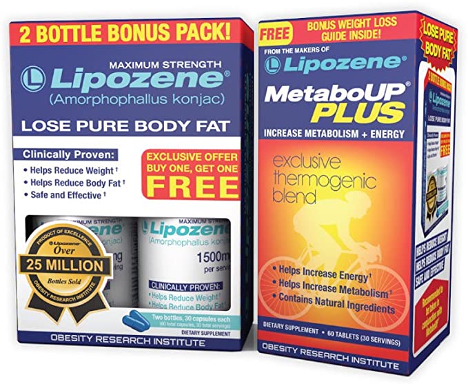 Lipozene Weight Loss Pills Buddy Pack and MetaboUp Plus Thermogenic Supplement - Appetite Suppressant and Control