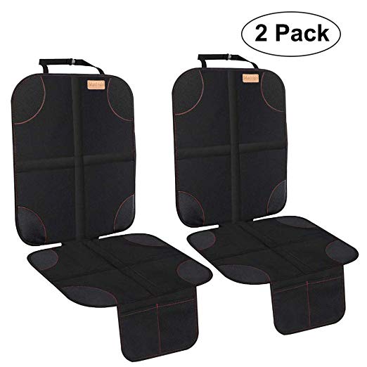 Mandzixin Car Seat Protector, Universal Size Durable Waterproof 2 Pack Car Seat Covers for Baby Child Car Seats from Stains and Damage with Storage Pockets Mesh Pockets Non-Slip Backing Padded