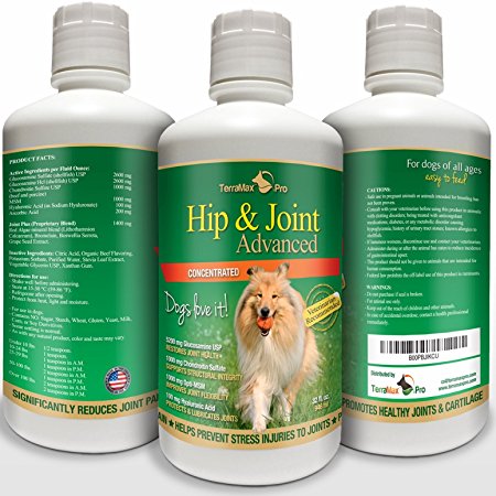 Concentrated Liquid Glucosamine for Dogs ? Advanced Hip and Joint Supplement with Chondroitin, MSM, Hyaluronic Acid and More ? Safe & Natural Arthritis Pain Relief for Dogs ? 32 oz Bottle ? Made in USA! ?!