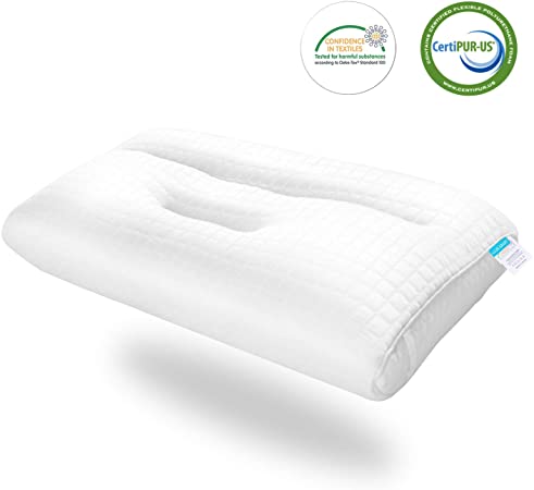 ANGELABABY Cervical Pillow for Neck Pain, Support for Back, Stomach, Side Sleepers, Cooling Bed Pillows for Sleeping, with Luxury Down Alternative 100% Breathable Ice Silk Cotton Cover Skin-Friendly