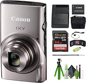 Canon IXY 650 Compact Digital Camera 12x Optical Zoom IXY650 (Silver) Bundle with 64GB Memory Card   Camara Bag   Card Reader   Vlogging Tripod   Cleaning Kit and More