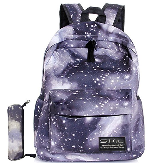 Galaxy School Backpack, Travel Bag Unisex School Bag Collection Canvas Backpack (Black)