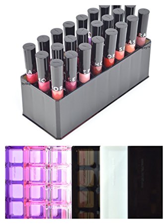 Acrylic Lip Gloss Organizer & Beauty Care Holder Provides 24 Space Storage | byAlegory (Black Clear) Makeup Organizer