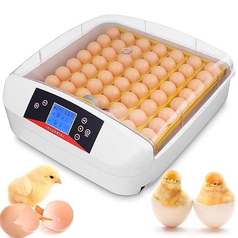 55 Egg Incubator, Incubator Hatching Eggs Efficient, Automatic Egg Turner, Temperature Control & Humidity Display, Digital Panel Display, Smart Alarm With 4 Water Feeders, Water Bottle, Watering Can