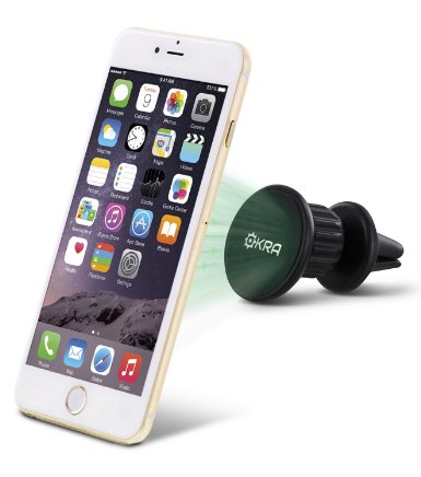 Okra Universal MagnetMount 2 Slick Compact 360 Degree Rotating Magnetic Air Vent Car Mount Holder for iPhone 6s Plus 6 5s Galaxy S6 Edge plus S5 and All Android Smartphones Cell Phones Devices