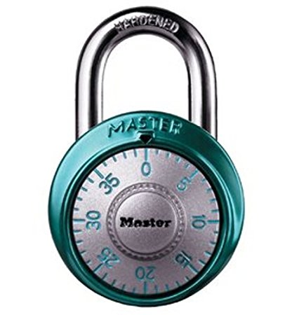 Master Lock 1561DLTBLU Combination Dial Padlock With Aluminum Cover, 1-7/8-Inch Wide, 9/32-Inch Diameter Shackle, Light Blue/Teal with Silver Dial