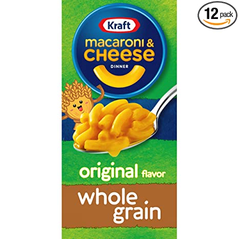 Kraft Original Flavor Whole Grain Macaroni and Cheese Meal (6 oz Boxes, Pack of 12)