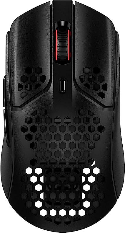 HyperX Pulsefire Haste – Wireless Gaming Mouse – Ultra Lightweight, 61g, 100 Hour Battery Life, 2.4Ghz Wireless, Honeycomb Shell, Hex Design, Up to 16000 DPI, 6 Programmable Buttons – Black