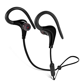 EGRD [Noise Cancellation]Bluetooth Sports Earphones, Wireless Stereo Headset with Soft Ear Hooks.Sweet-proof Headphone Ideal for Running, Jogging. (Dark Black)