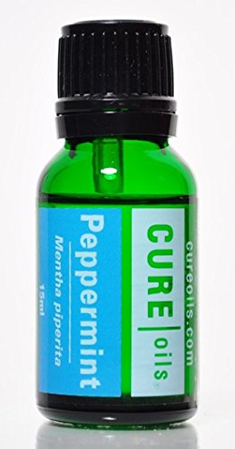 Peppermint Essential Oil For Aromatherapy Cough Nausea Bad Breath Indigestion Nasal Congestion Respiratory Stomach Problems Stress Relief Oil - 100% Pure Therapeutic Grade - 15ml Blend by Cure Oils