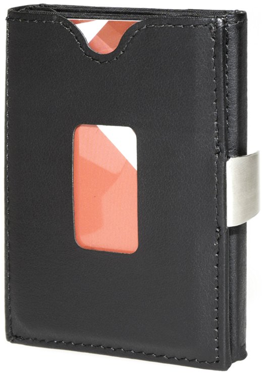 TriHOLD Ultimate Trifold Black Leather Card Wallet for Men and Women - Perfect for Credit Cards, ID Cards, Drivers Licenses, and Bills