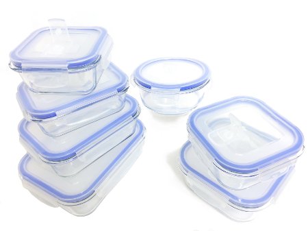 Kinetic 55080 14 Piece Glasslock Food Storage Container Set with Vented Lids, Clear