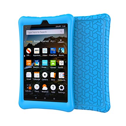 BMOUO Silicone Case for All-New Amazon Fire HD 8 2018 / 2017 - Anti Slip Light Weight Shock Proof Kids Friendly Protective Case for Fire HD 8 Tablet (7th and 8th Generation, 2017 and 2018 Release) , Blue