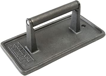 Charcoal Companion Cast Iron Grill Press Rectangular, Black