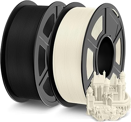 SUNLU PLA 3D Printer Filament, No String PLA Filament 1.75mm, Neatly Wound AntiString PLA 3D Printing Filament, Fast Printing for 3D Printer, Dimensional Accuracy  /- 0.02 mm,1KG,Black Cream White