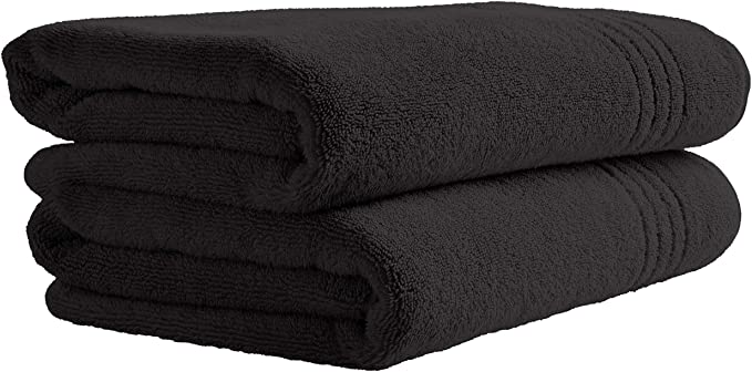 Amazon Brand – Rivet Quick-Dry Cotton Bath Towels, Set of 2, Graphite