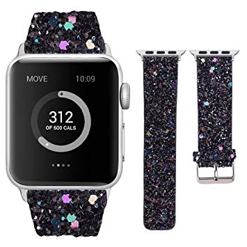 Moonooda Compatible with Apple Watch Bands 38(40) mm/42(44) mm, Women Wristband Replacement for iWatch Band, Bling Glitter Strap Belt Compatible with Apple Watch Series 4/3/2/1