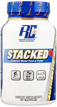 Ronnie Coleman Signature Series STACKED-no, Stimulant Free Pre Workout Capsule for Natural Pumps and Extreme Vascularity, 30 Servings/90 Capsules