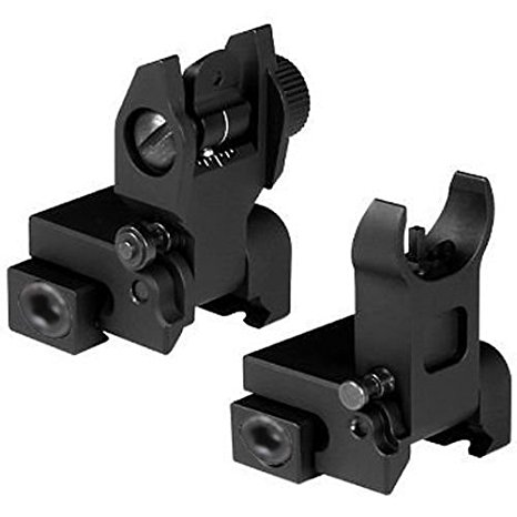 GlobalPioneer Tactical Folding Flip Up Iron Sight Rear/Front Sight Mount for Picatinny / Weaver Rails