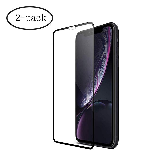 Screen Protector for Compatible iPhone XR,3D Full Coverage HD, Anti-Fingerprint, 3D Touch Compatible 9H Hardness, Case Friendly, Premium Tempered Glass Protector Film for iPhone XR, 2-Pack