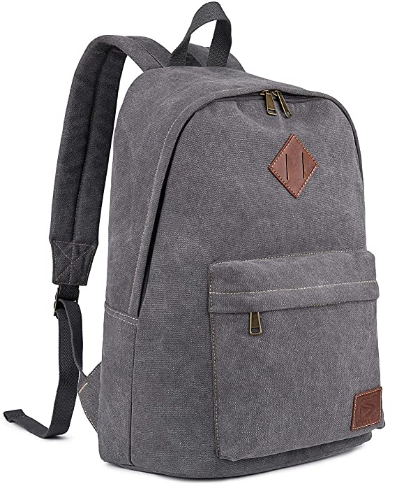Canvas School Laptop Backpack, Durable Rucksack, Travel Notebook Bag, for Men Women