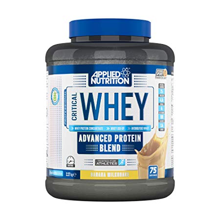 Applied Nutrition Critical Whey Protein Shake, Gold Muscle Building Supplement with Glutamine & High Standard Amino Acids, BCAA 2.27kg - 75 Servings (Banana Milkshake)