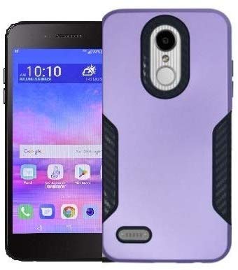 LG Rebel 4 Case, LG (Rebel 4) 4G LTE Case, AT&T Prepaid LG Phoenix 4 Case, Phone Case for Straight Talk LG Rebel 4 Prepaid Smartphone, Dual Layer Hard Cover Case and Black Carbon Fiber Design (Purple)