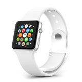 MoKo Apple Watch Band Soft Silicone Replacement Sport Band for 42mm Apple Watch Models WHITE 3 Pieces of Bands Included for 2 Lengths Not Fit 38mm version 2015