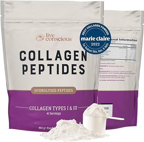 Collagen Peptides Powder - Grass-Fed Hydrolysed Collagen Powder Supplement - Type I and III Unflavoured for Women and Men - 41 Servings - 454g