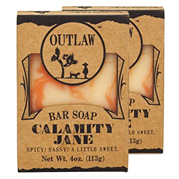 Outlaw Calamity Jane Spicy Handmade Soap - Spicy and Sweet, Like a Legend - Whiskey, Clove, Orange, and a Little Cinnamon - Men's or Women's Bar Soap - 2 Pack