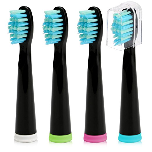 Fairywill Electric Toothbrush Replacement Head x 4 with Medium-Soft Bristle Solely Compatible for Pearl-, Crystal- and Daily- Series Toothbrush