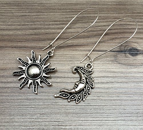 Sun and Moon Charm Dangle Earrings