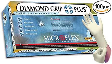 Diamond Grip Plus Latex Exam Gloves by Microflex