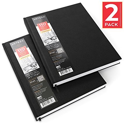 Arteza 8.5"x11" Hardcover Sketch Journal, Hardbound Sketch Book Pad 2 Pack, 440 Pages Total (68lb/110gsm)