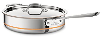 All-Clad 6404 SS Copper Core 5-Ply Bonded Dishwasher Safe Saute Pan / Cookware,  4-Quart, Silver