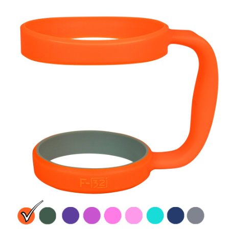 F-32 Color Handle for 30oz or 20oz YETI and more tumblers - Seafoam/Dark Blue Hot/Light Pink Purple Wine Red Gray Green colors available Fits RTIC Rambler SIC Ozark Trail & other mugs - Electric Peach
