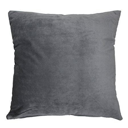 ZXKE Cushion Covers Solid Color Velvet Home Decorative Throw Pillow Cases Square 18" X 18" (Gray)