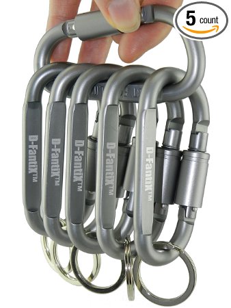 D-FantiX Aluminum D-ring Locking Carabiner Keychain Quickdraw Carabiner Clip Large Hook Buckle Outdoor Camping Hiking Gear