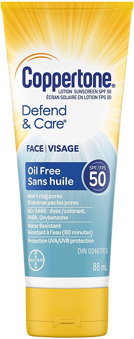 Coppertone Defend & Care Face Sunscreen Lotion Spf 50, 88ml, 88 Milliliters