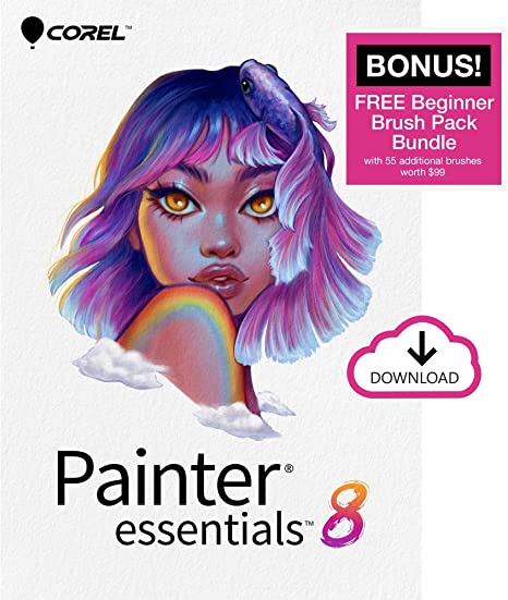 Corel Painter Essentials 8 | Beginner Digital Painting Software | Amazon Exclusive Brush Pack Bundle [PC Download]